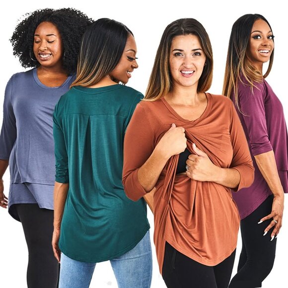 Latched Mama 3/4 Sleeves Nursing Top 2.0 Scoop Neck - Picture 6 of 6